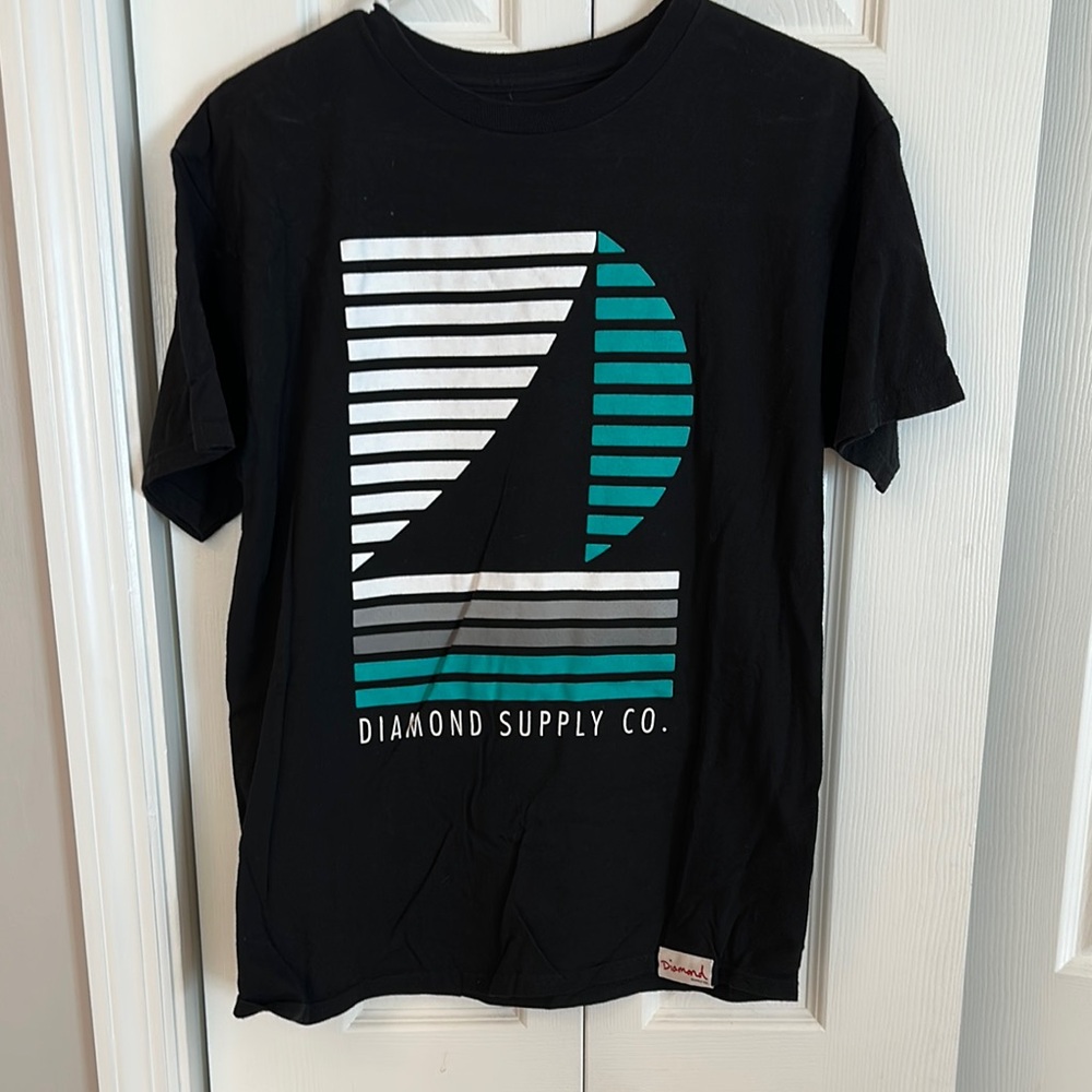 Diamond Supply Co. Black and Teal Kids T-Shirt